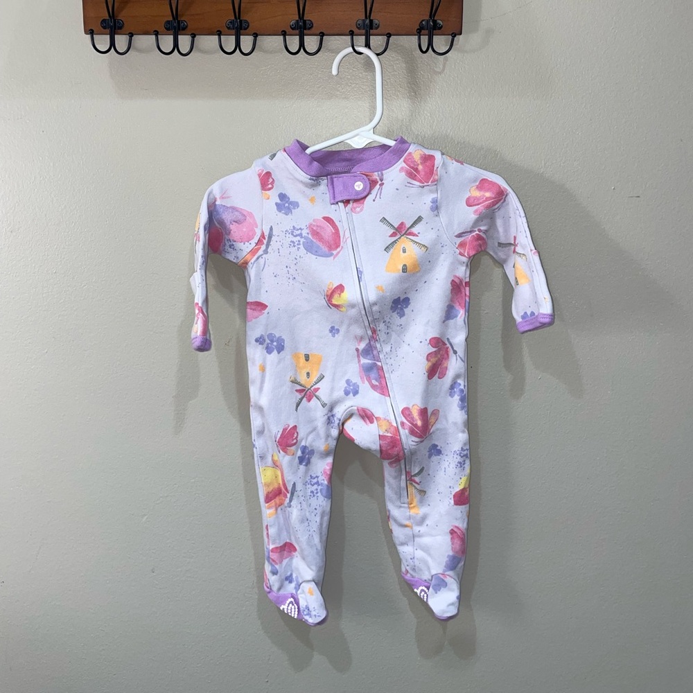 Burt's Bees Pink and Purple Floral Kids One Piece
